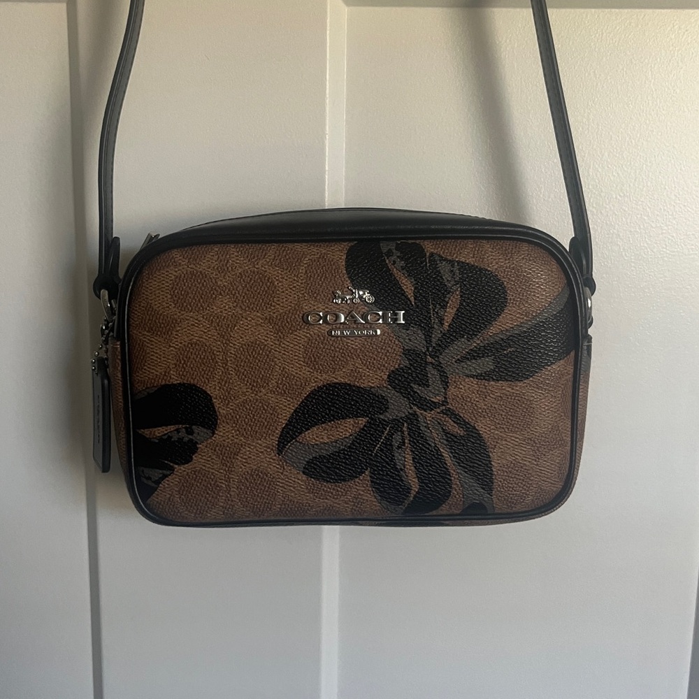 COACH Mini Jamie Camera Bag - Brown canvas with Black Bows